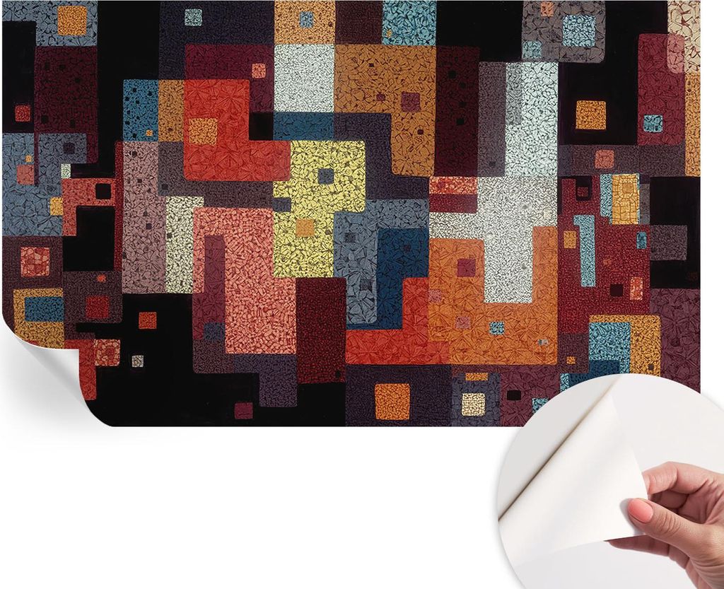 Selbstklebende Wandtapete - Dekorative Tapete für Wohnzimmer - Klebefolie für Wandbilder - Tapetenfolie für Wanddekoration - 416x254 - Bunte Formen