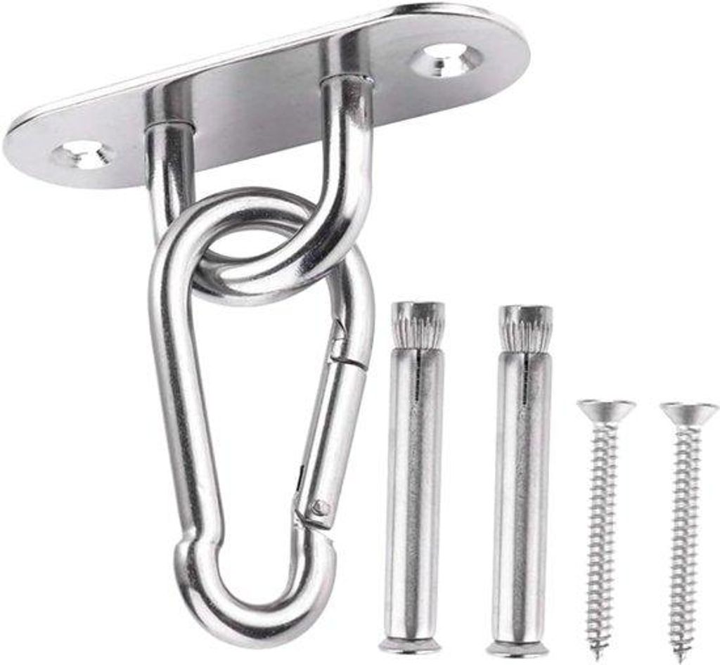 Plafondbeugel-Set für Hängematte, RVS, Karabinerhalterung, Ophangbeugel für Bokszak, Schaukel, Schaukelstuhl und Hängestuhl