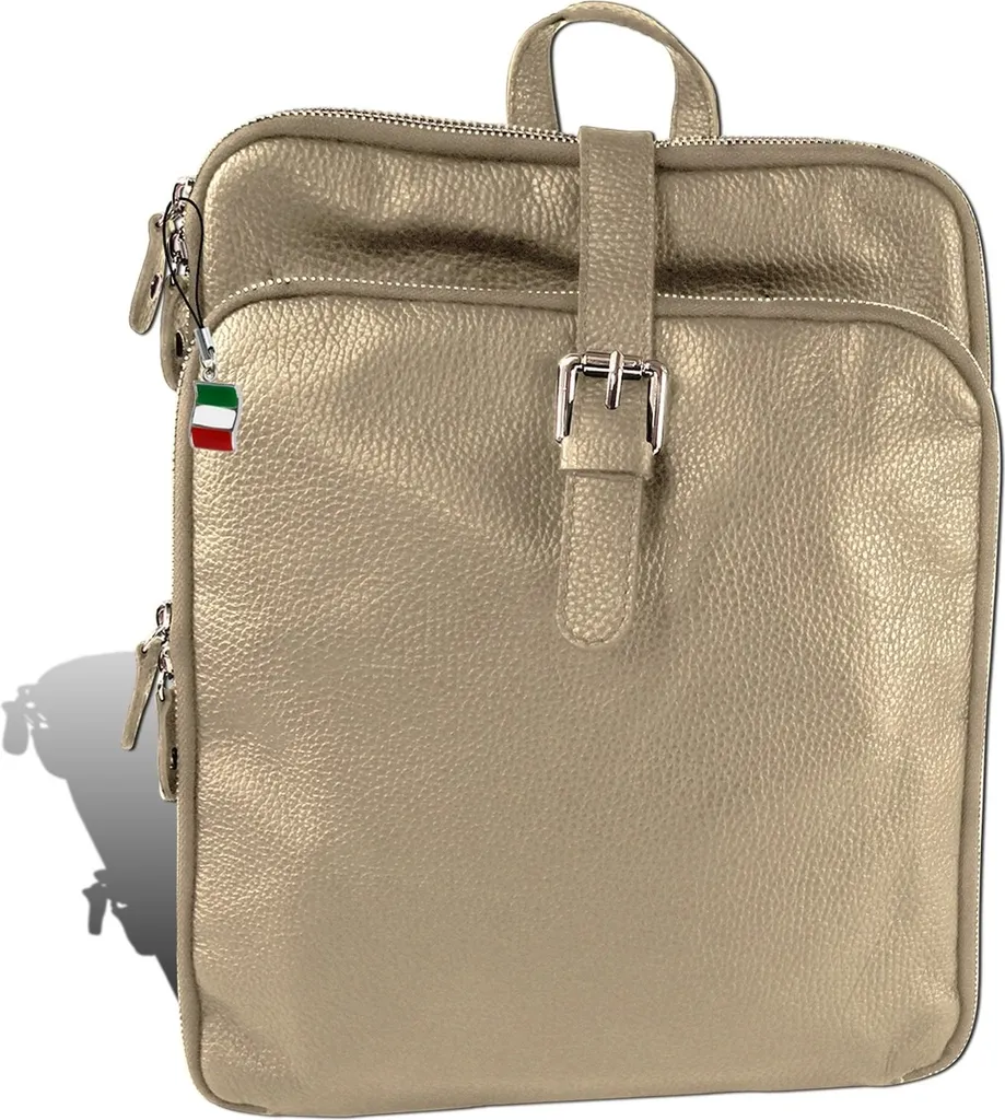 Sac à dos de ville taupe beige Florence en cuir véritable D2ORM102N