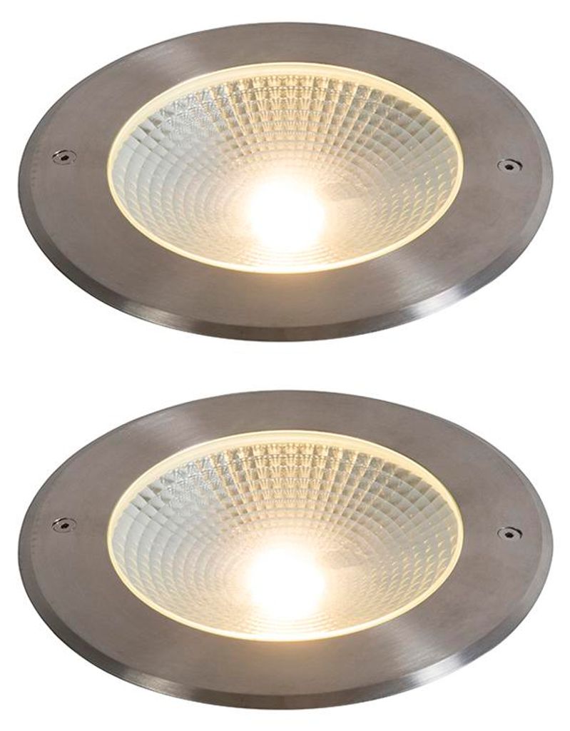 Set mit 2 Modernen Bodeneinbaustrahlern Stahl inkl LED 20W Bridge