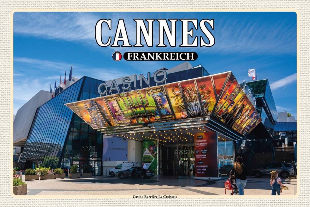 vianmo Holzschild 12x18 cm Cannes Frankreich Casino Barrière