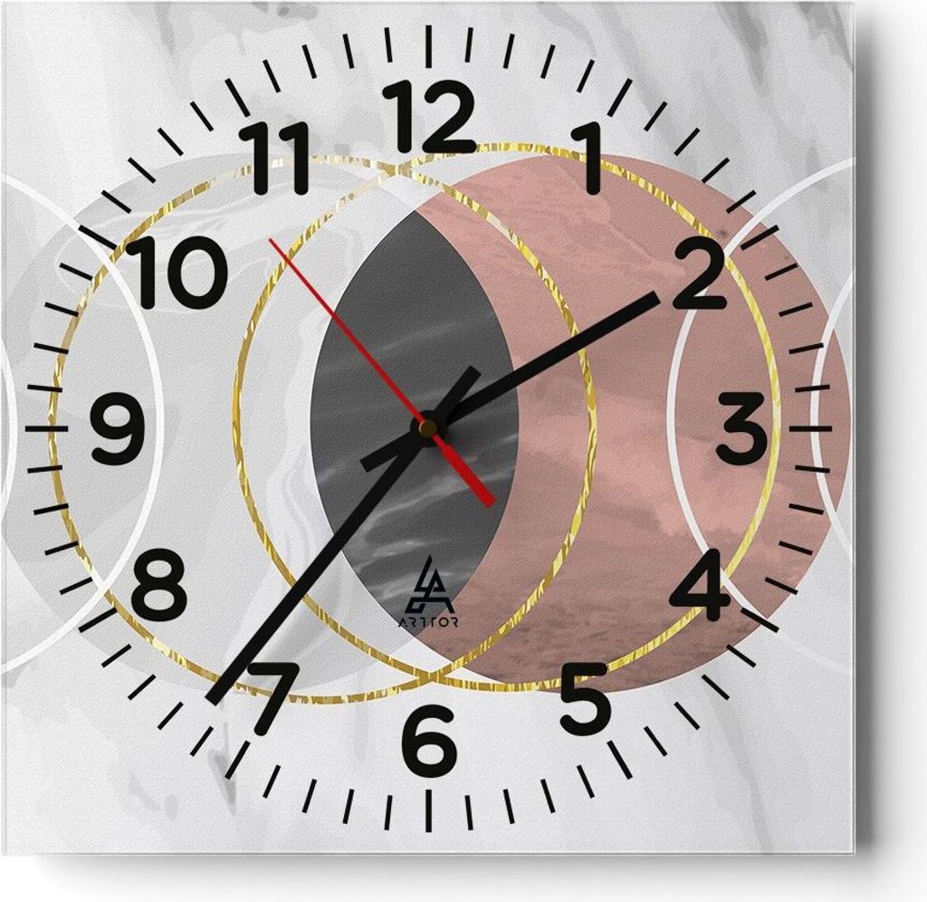 Wanduhr - Quadrat - Glasuhr - Abstraktion Formen Stück - 30x30cm - Schleichendes Uhrwerk - Lautlos - zum Aufhängen bereit - Dekoration Modern - W...