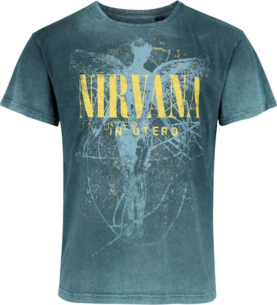 Nirvana T-Shirt Herren In Utero Dye türkis Band-Merch, Bands 100% Baumwolle S