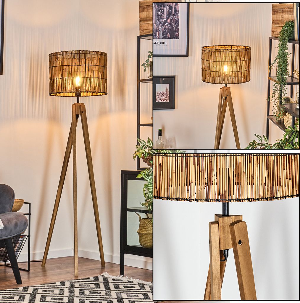 Obenetto Stehlampe aus Holz/Bambus in Natur