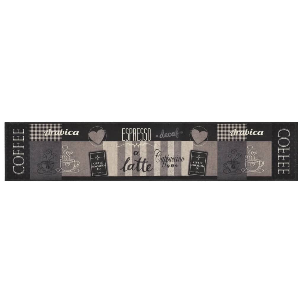 vidaXL Küchenteppich Waschbar Coffee Schwarz 60x300 cm Samt Produktbild 