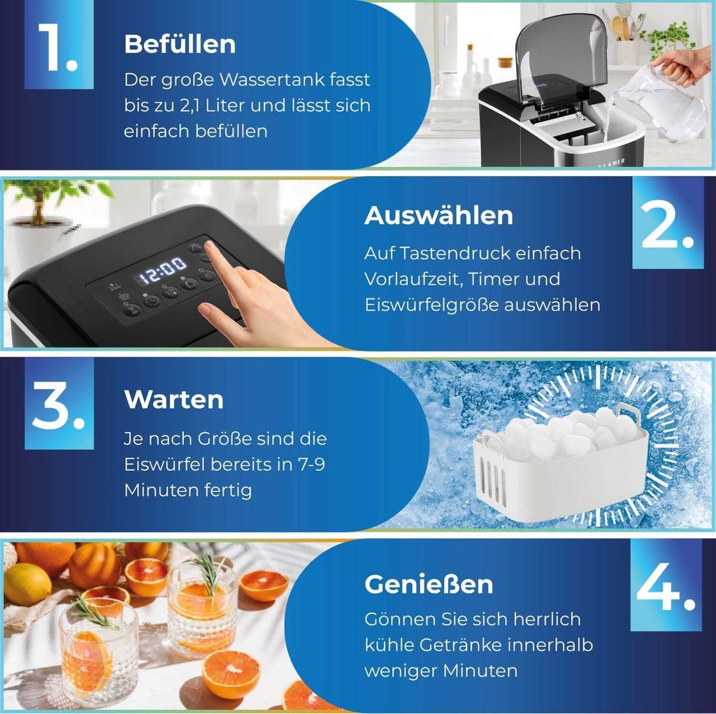 KLAMER Eiswürfelmaschine, 10 Eiswürfel in 7-9 Minuten, 15 Produktbild 9