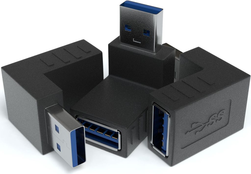 3x USB 3.0 Winkel Adapter 90° Grad Winkeladapter A Stecker zu A Buchse