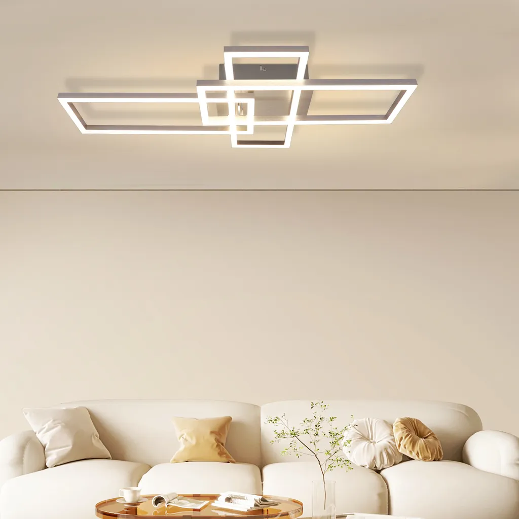 Plafonnier LED moderne pour salon et bureau 72cm Argent Dimmable 48W - 7
