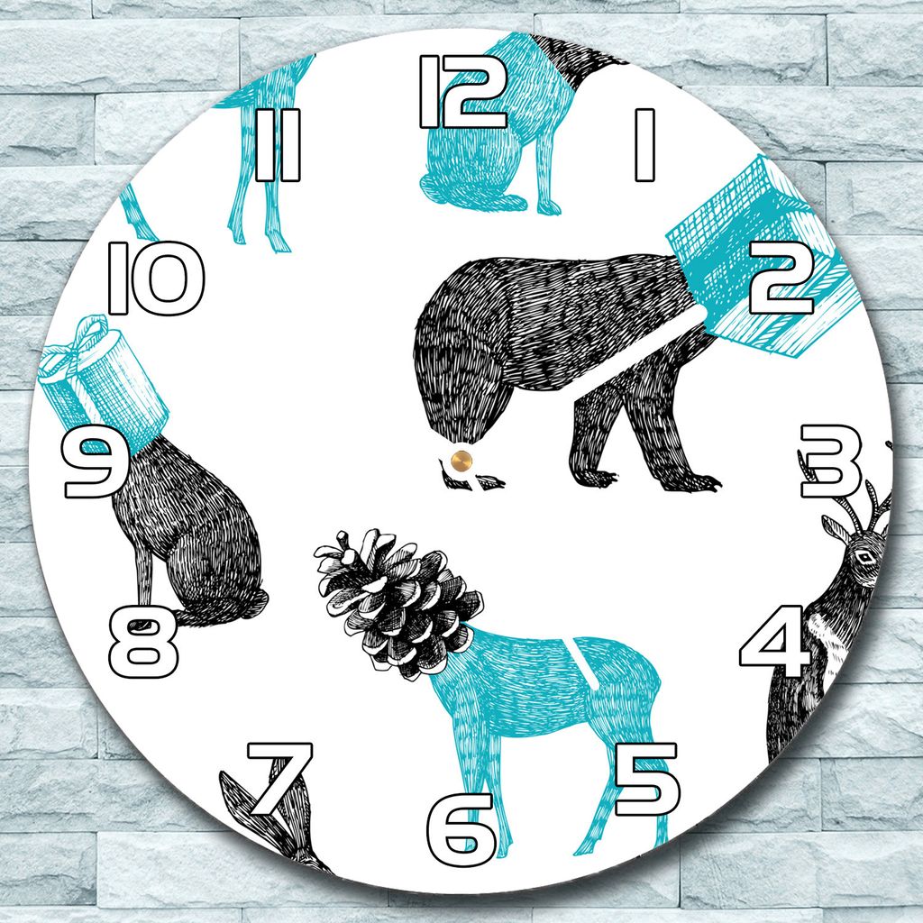 Wanduhr aus Glas Rund fi 30 Seltsame Tiere Quarz Deko Wohnzimmer Büro