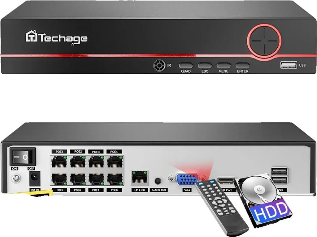 Système de Sécurité CCTV 8CH Compression H265 Support HDD 14 TB 1 To