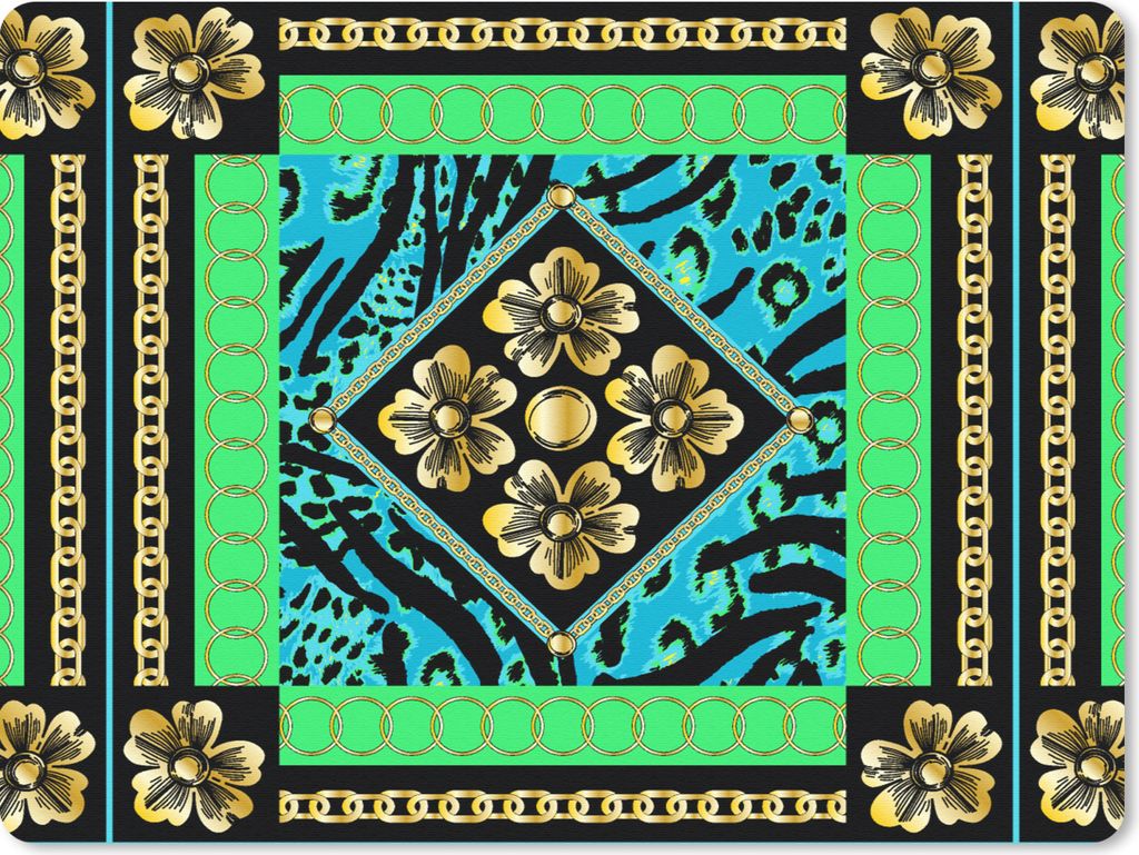 MuchoWow Mauspad Mousepad Tiermuster - Blumen - Halskette - Gold - Muster 40x30 cm - Mousepads - Maus Mat - Pad - Mausunterlage - Anti Rutsch