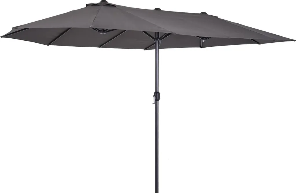 Parasol double XXL 455cm gris anthracite - Grande surface d'ombrage