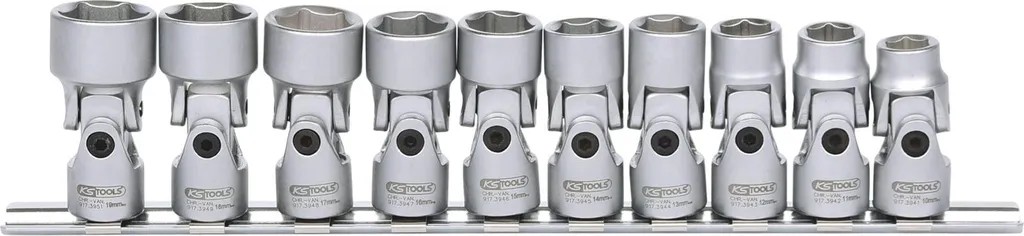 KS TOOLS 917.3940 Jeu de 10 douilles à 6 pans 3/8 articulées 10-19 mm