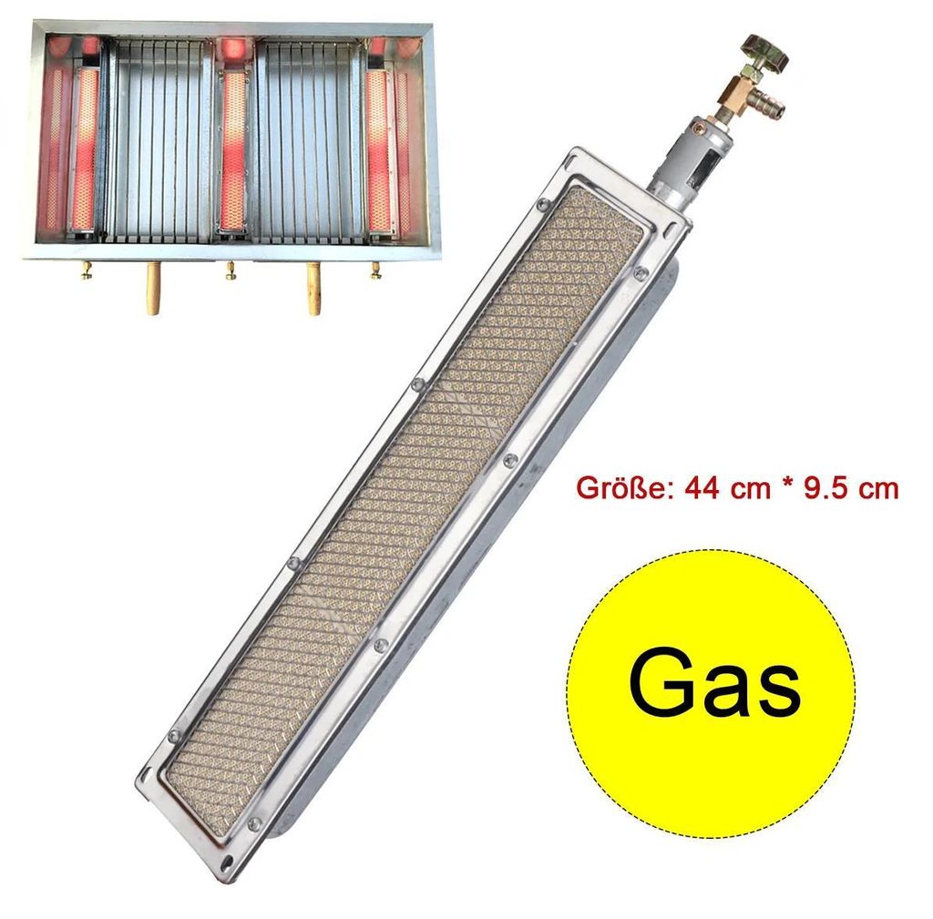 Keramischer Infrarot-Gasbrenner - Ersatzbrenner für Grill - Heizkopf für Gasgrill/Kocher - Outdoor BBQ - 44 x 9,5 cm