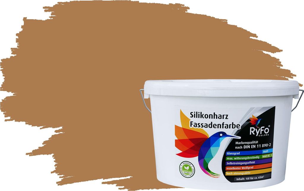 RyFo Colors Silikonharz Fassadenfarbe Lotuseffekt Trend Nougat 10l - bunte Fassadenfarbe, weitere Braun Farbtöne und Größen erhältlich, Deckkra...