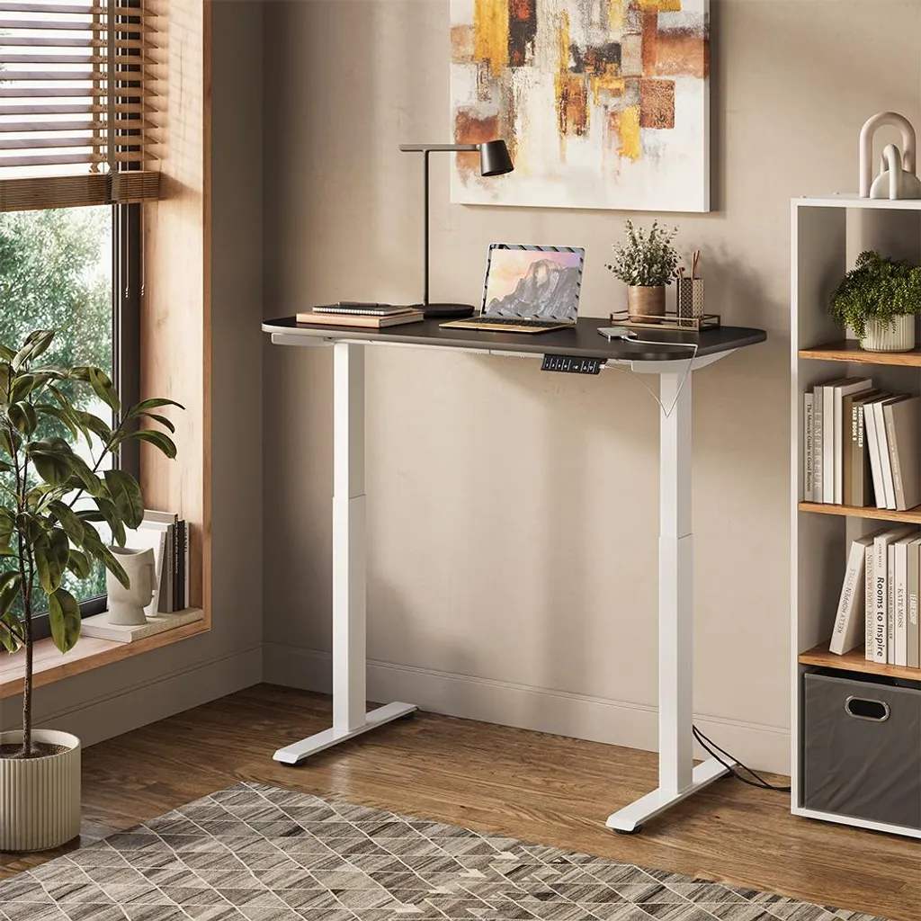 Bureau télétravail ergonomique Vicco Elevate 120x60cm blanc et gris - 7