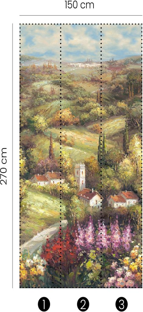 NEWROOM Tapete Bunt Vliestapete Landschaft - Mustertapete Floral Grün Gelb Blumen Bäume Vintage Romantisch Blumentapete