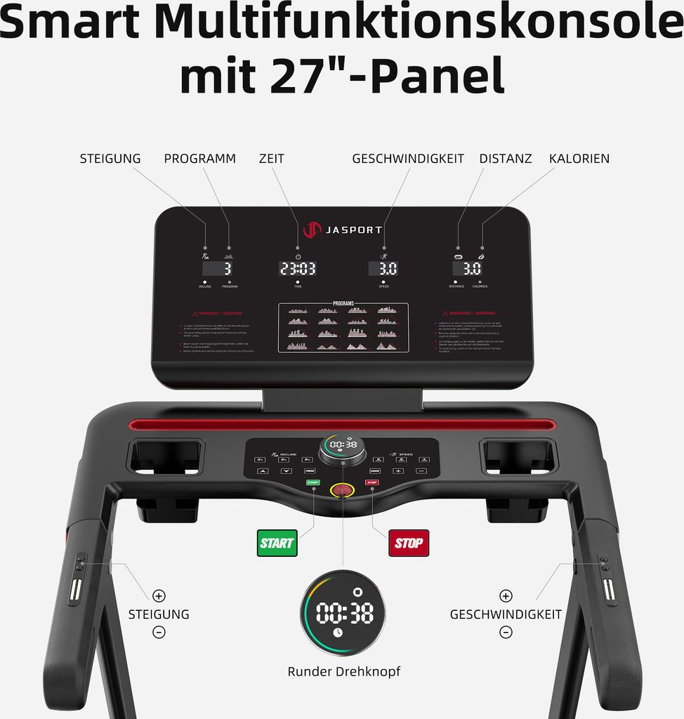 JASPORT L3 Laufband: Klappbar, leise, Bluetooth, 4PS, bis Produktbild 4