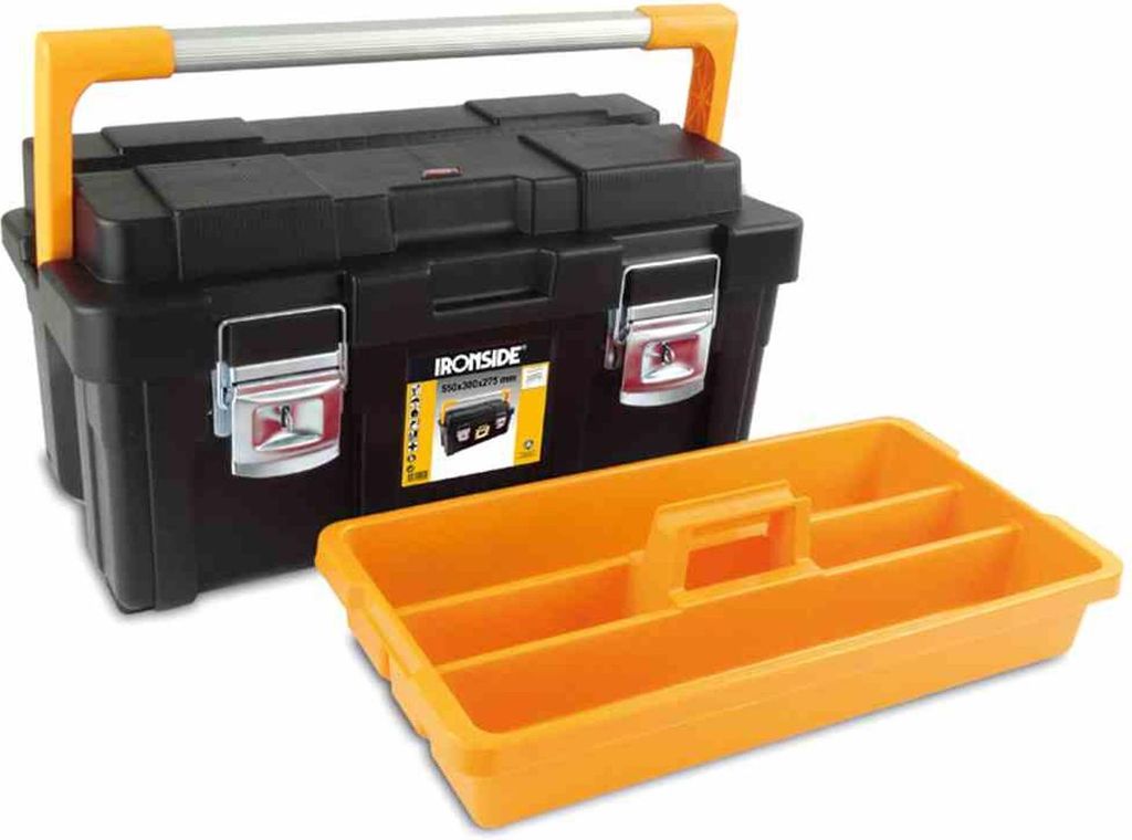 Ironside 100-658 Werkzeugkasten Pro plus 550 x 300 x 275 mm, schwarz