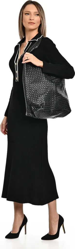 Luisa Vannini Shopper Bag AW25 LV 8151 NERO - Sac Main Cuir Noir Chic