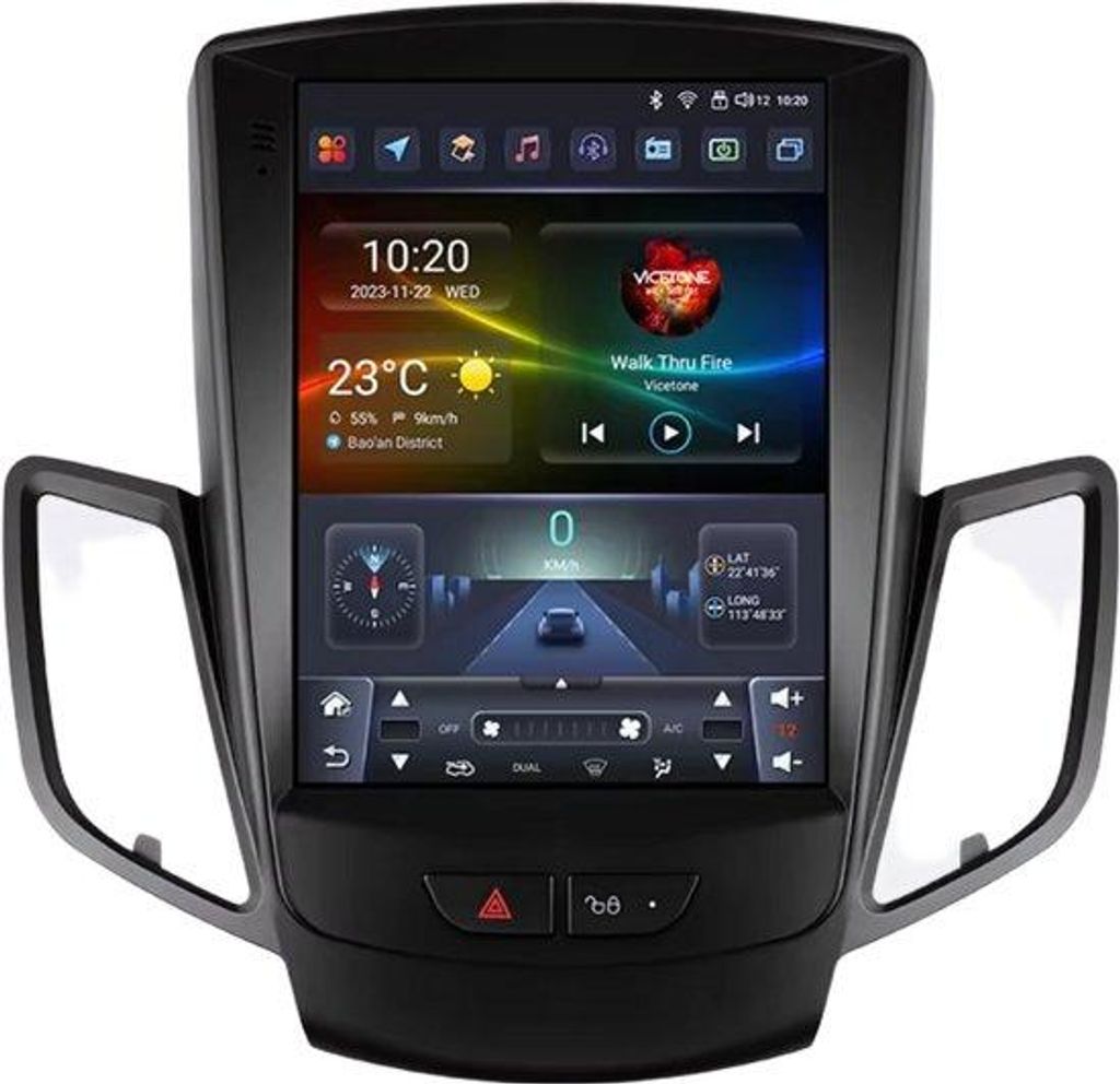 Autoradio mit Bluetooth und CarPlay für Ford Fiesta (2009–2016), kompatibel mit Apple und Android, Stereoanlage mit Navigationssystem, 6 GB RAM ...