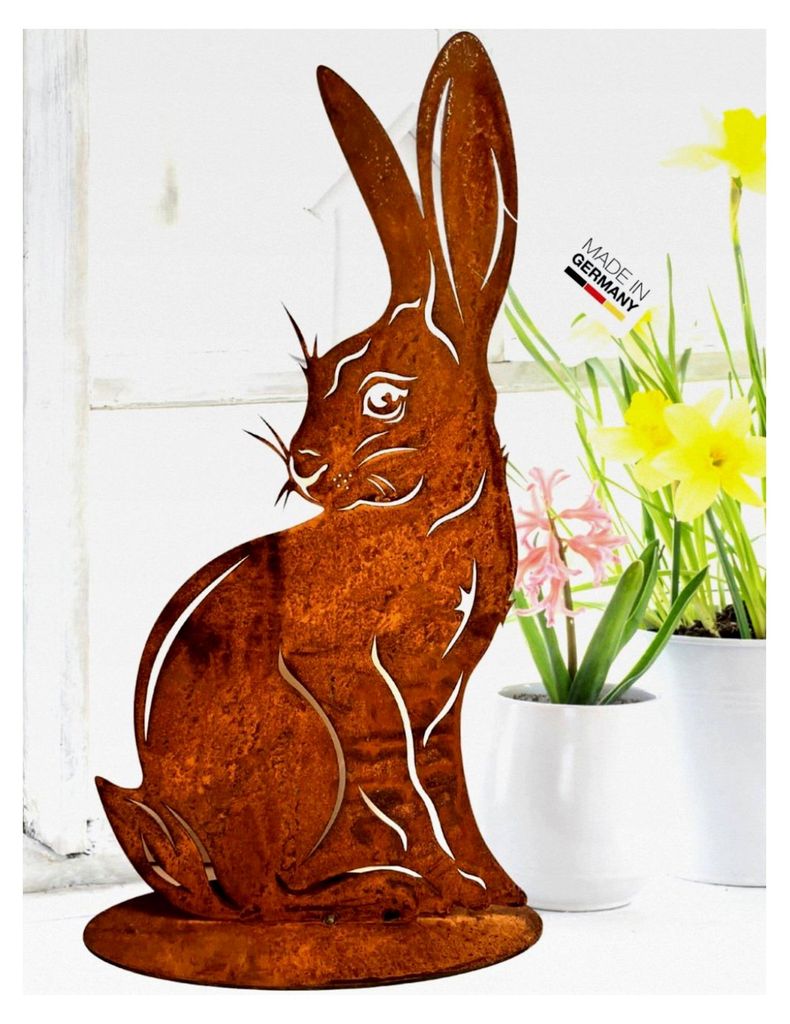 Rost Osterhase XXL 50 cm Handmade Germany Osterdeko für draußen und drinnen