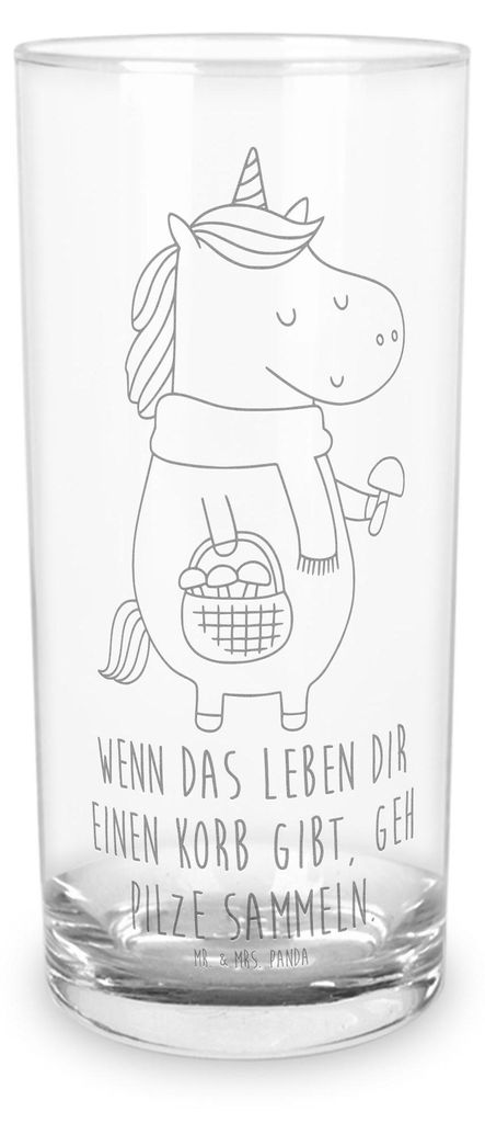 Mr. & Mrs. Panda Glas Einhorn Pilz 400 ml - Transparent - Geschenk, Tumbler, Unicorn, Saftglas, Longdrinkglas, Liebeskummer, Spruch, Wasserglas, Co...