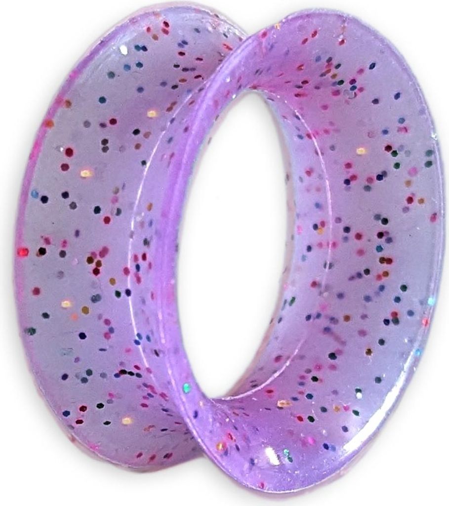viva adorno 1 Stück 12mm Tube Flesh Tunnel Plug Silikon Ohr Piercing Glitter Glitzer Opal schimmernd flexibel Größe Z108g Lila / Flieder