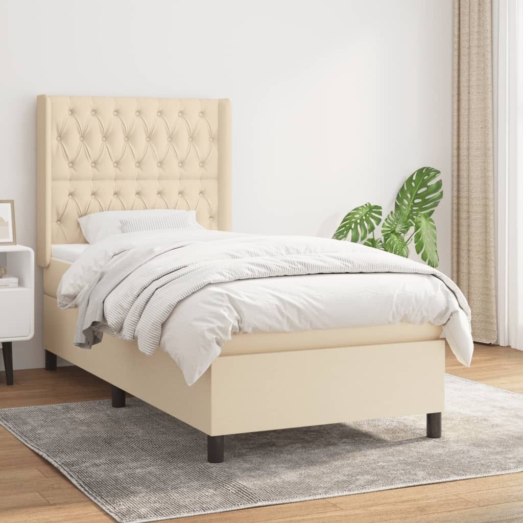 Maison Exclusive - Boxspringbett mit Matratze Creme 90x190 cm Stoff
