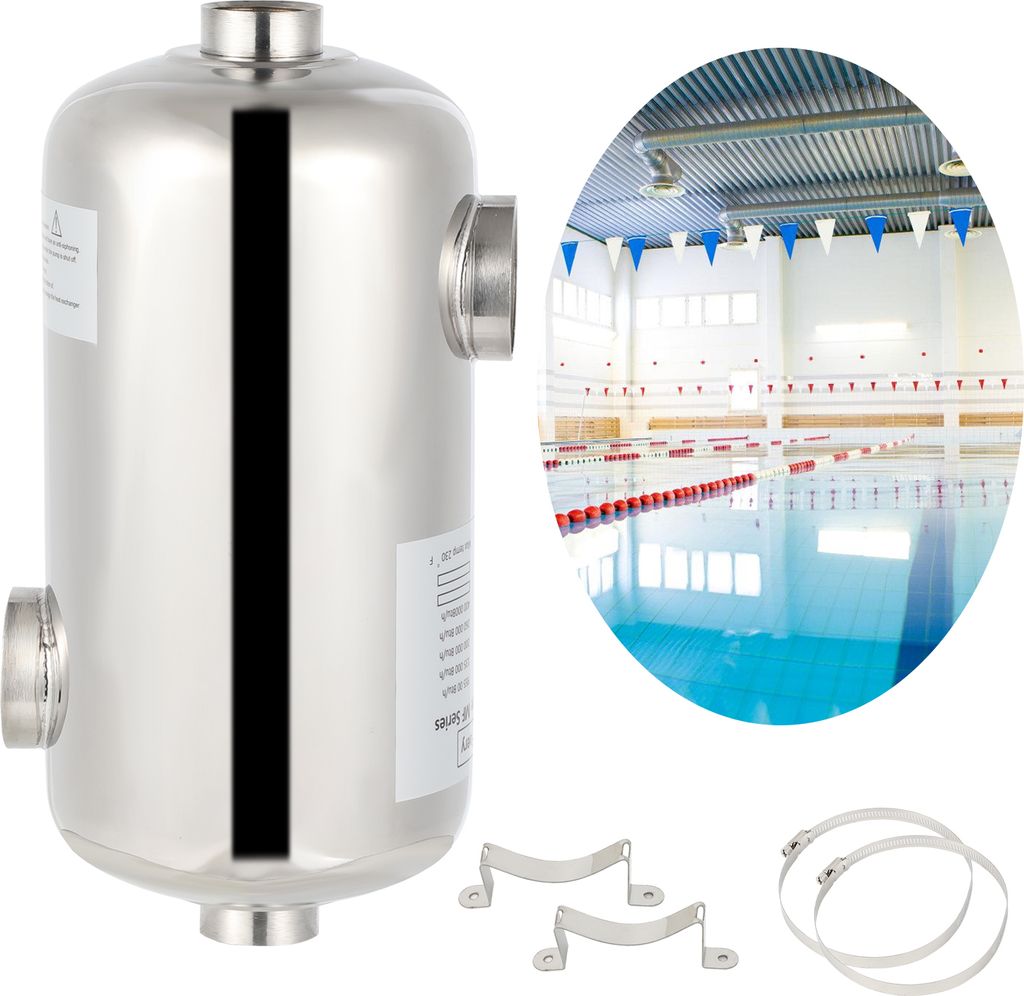 Aopunly Poolheizung Schwimmbadheizer SS304 Schwimbad Wärmetauscher Edelstahl 28KW