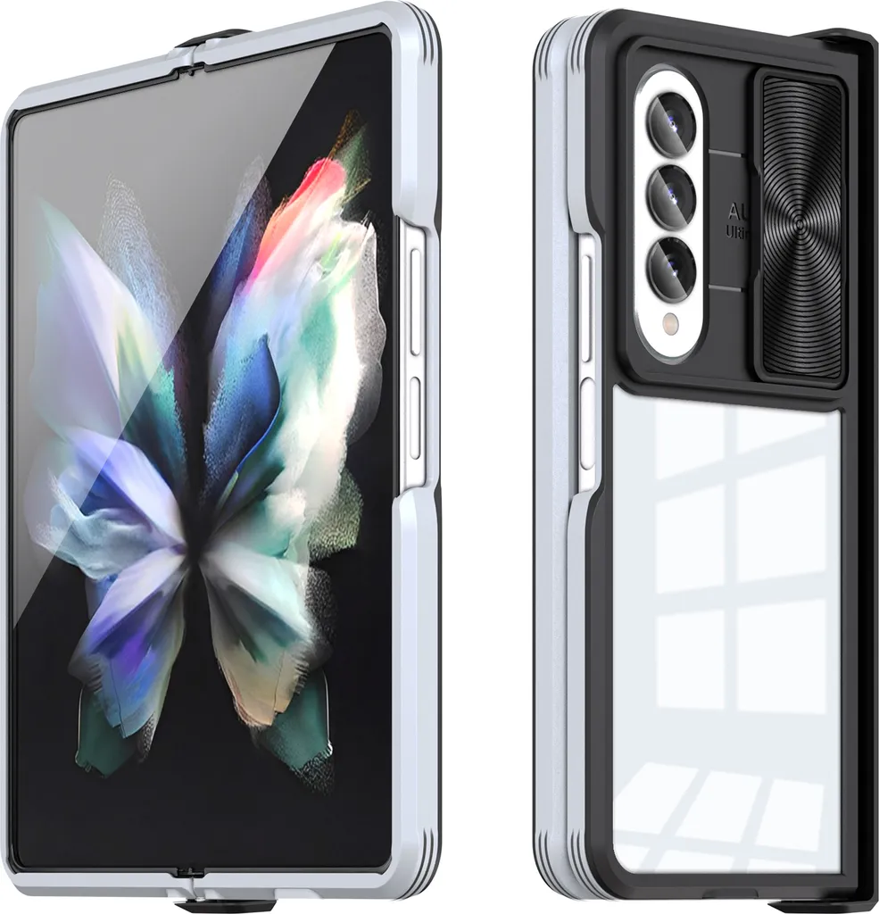 Custodia per Z Fold 4 con Copri Camera Grigio - Sicura e Trasparente