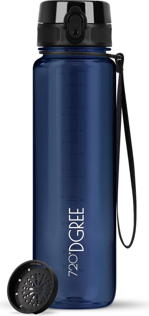 uberBottle crystalClear Trinkflasche mit Sieb 1000ml / Sapphire Blue/ 720DGREE