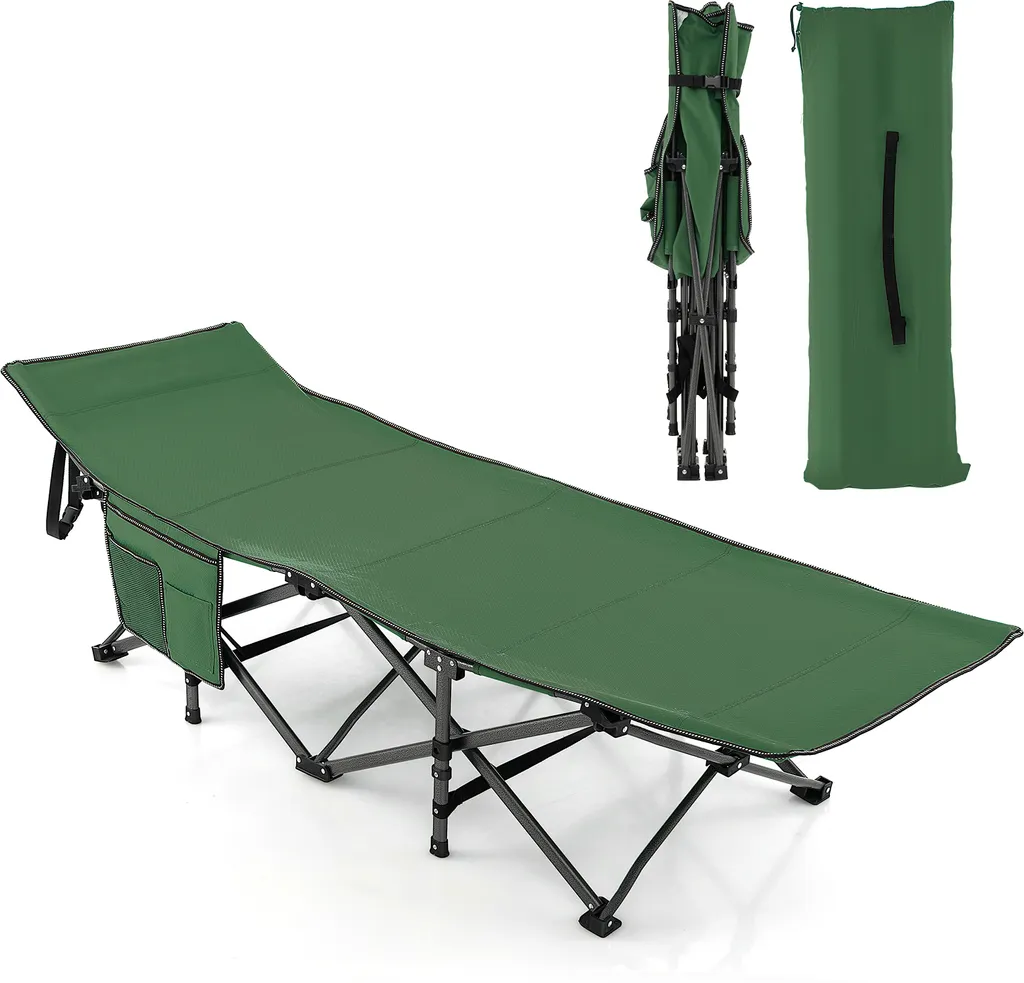 Lit de camping pliable stable et anti-affaissement COSTWAY