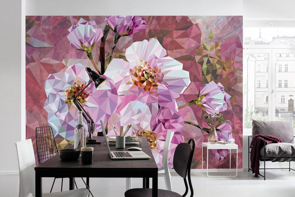 Komar Vlies Fototapete "Blooming Gems", rosa/weiß, 368 x 248 cm