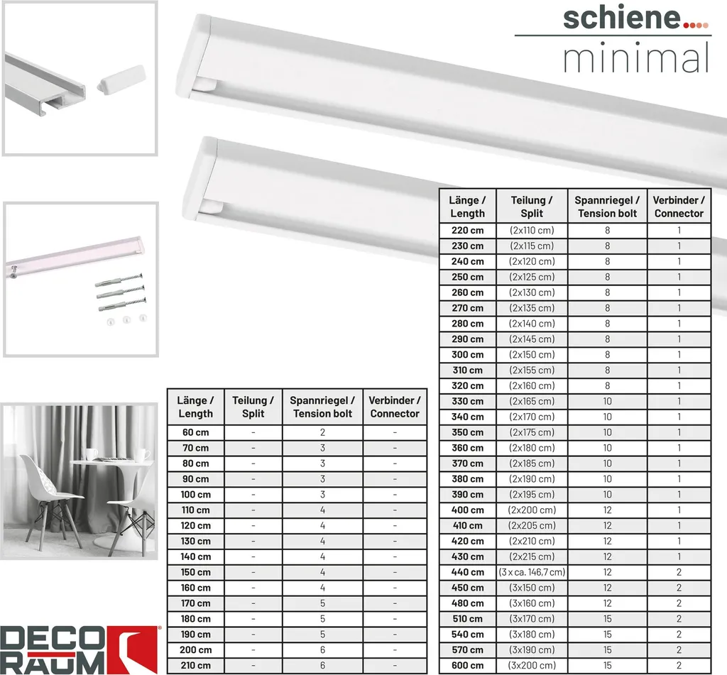 Tringle à rideaux rail chemin de fer Minimal blanc 120cm pour voilage chic - 3