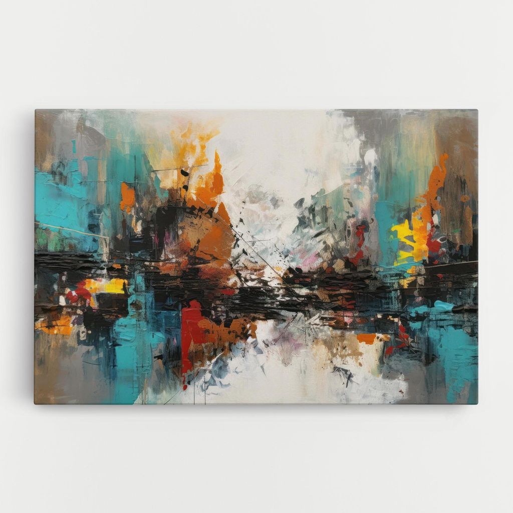 ARTHUB Leinwandbild 50x70 cm, Abstract City Painting | Wohnzimmerdekoration, Hängende Bilder, Wanddekoration, Heimdekoration, Abstrakte, Abstrak...
