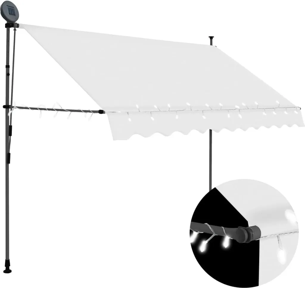 Tenda da Sole Manuale 250 cm Crema con LED - Design Esterno Resistente