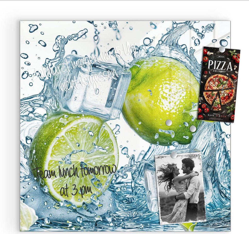 Magnettafel 50x50cm Pinnwand Whiteboard beschreibbar - Limetten Splashing