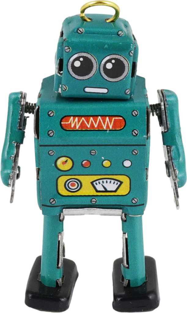 Blechspielzeug Mini Roboter türkis Miniatur Figur Produktbild 