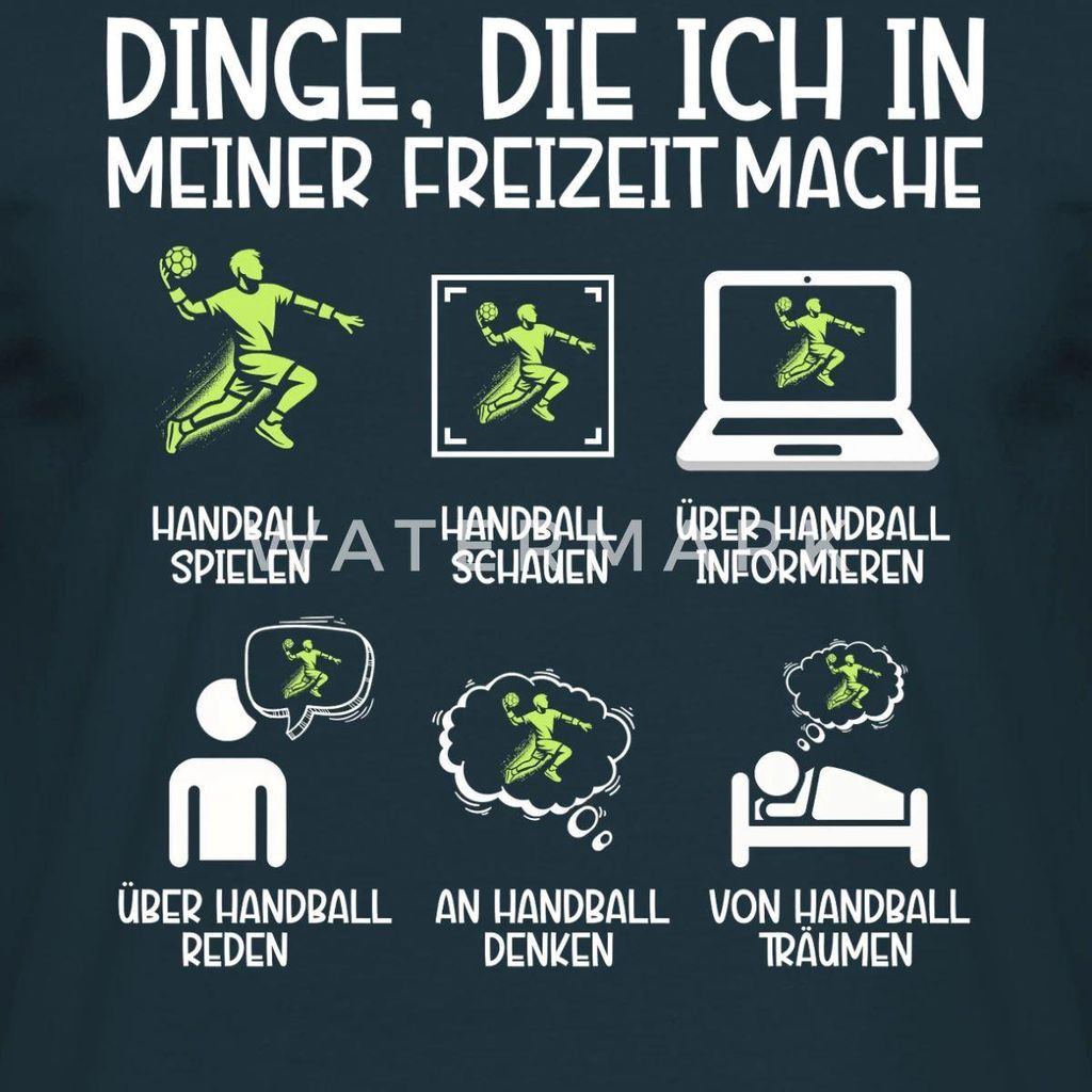 Spreadshirt Handball Liebhaber Freizeit Männer T-Shirt, XXL, Navy