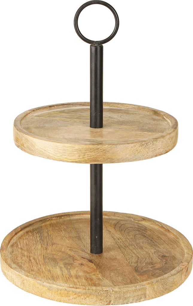 Etagere Holz Metall 2-stöckig Vintage Design Deko