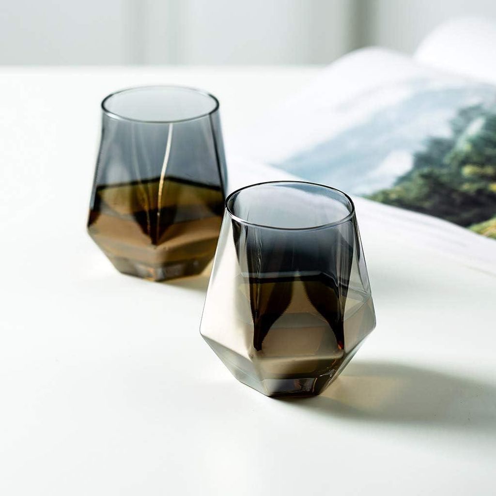 Whiskeygläser Set von 6 - Diamantmuster - Wasser/Saft Tumbler - Scotch Glas - 300 ml - Whisky Glas - Modernes Design - Glaswerk für Bourbon/Rum -...