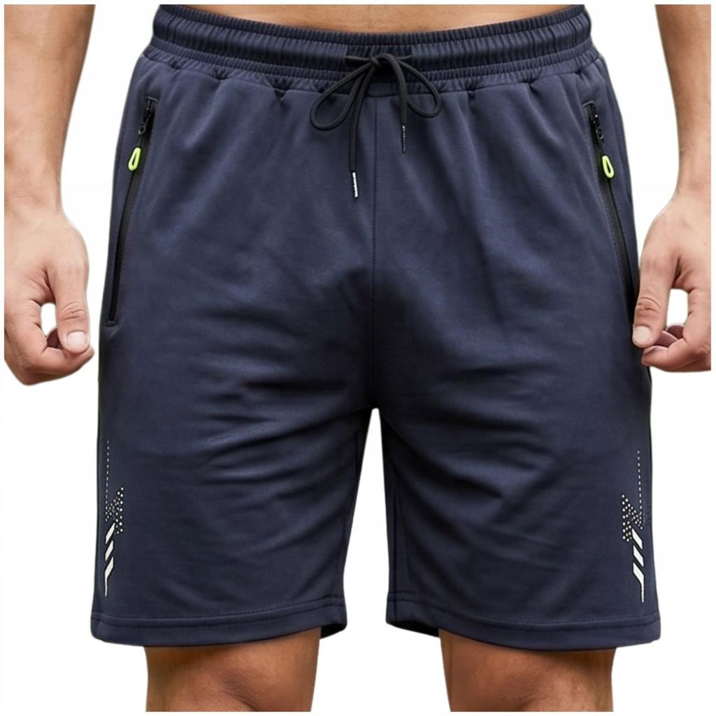 Herren Sport Shorts M - Dunkelblau Trainingsshorts - mit Reißverschlusstaschen - Kurze Sporthose