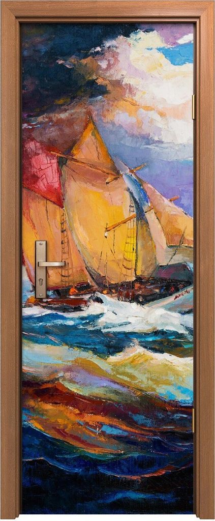 Türposter 70x200 cm Türaufkleber Türtapete Türfolie Klebefolie Landschaft Ozean Schiff Meereswellen