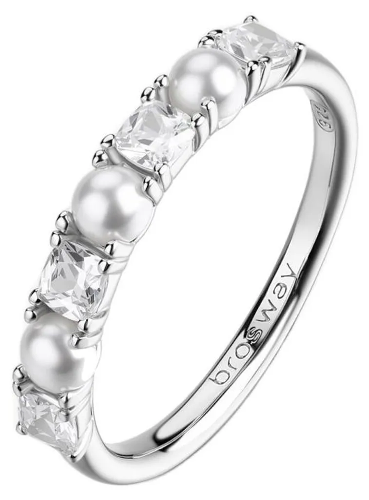 Bague argent anti-ternissement perles et zircons - Taille 50 mm FIW178