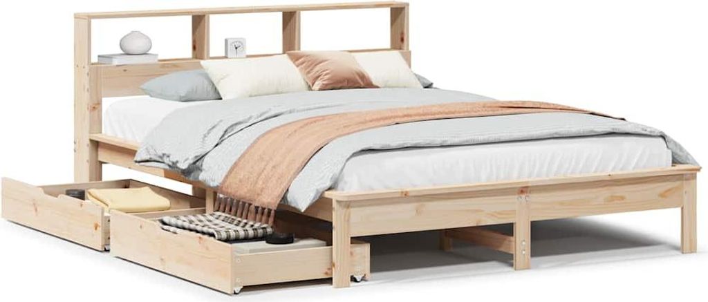 vidaXL Massivholzbett mit Regal ohne Matratze 120x190 cm Kiefer
