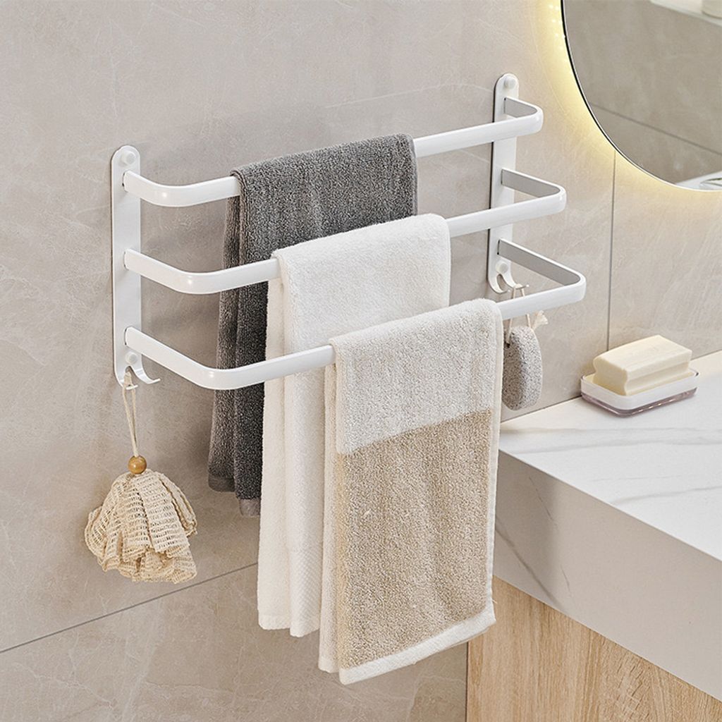Wand-Handtuchhalter 3 gestufte Ablagen Handtuchstange Wandmontage 50cm Weiß