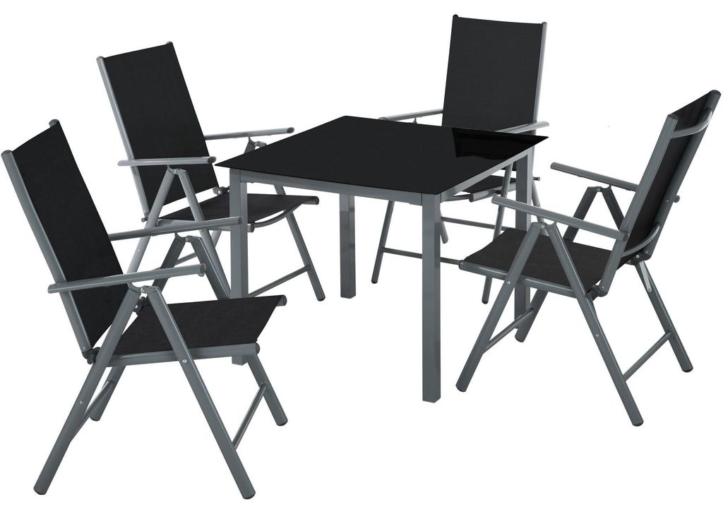 tectake® Aluminium Sitzgruppe 4+1 Produktbild 