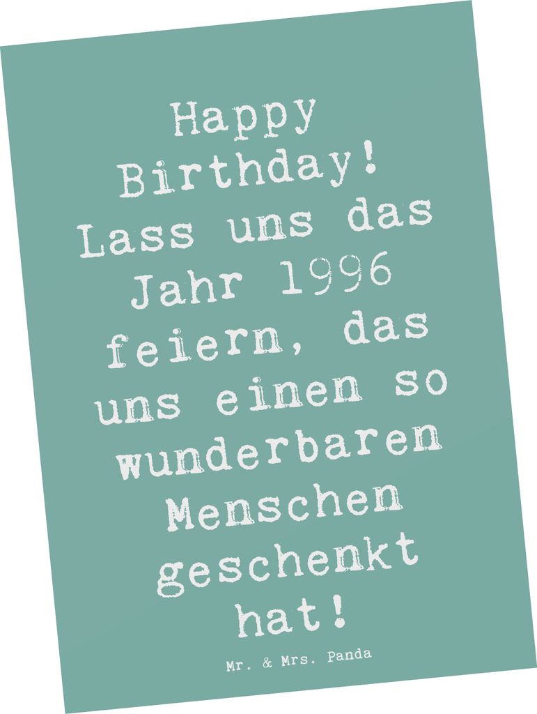 Mr. & Mrs. Panda Ansichtskarte Spruch 1996 Geburtstag - Meeresbrise - Geschenk, Kunstkarten, Happy Birthday, Postkarte, Grußkarte, Geburtstagsfeie...