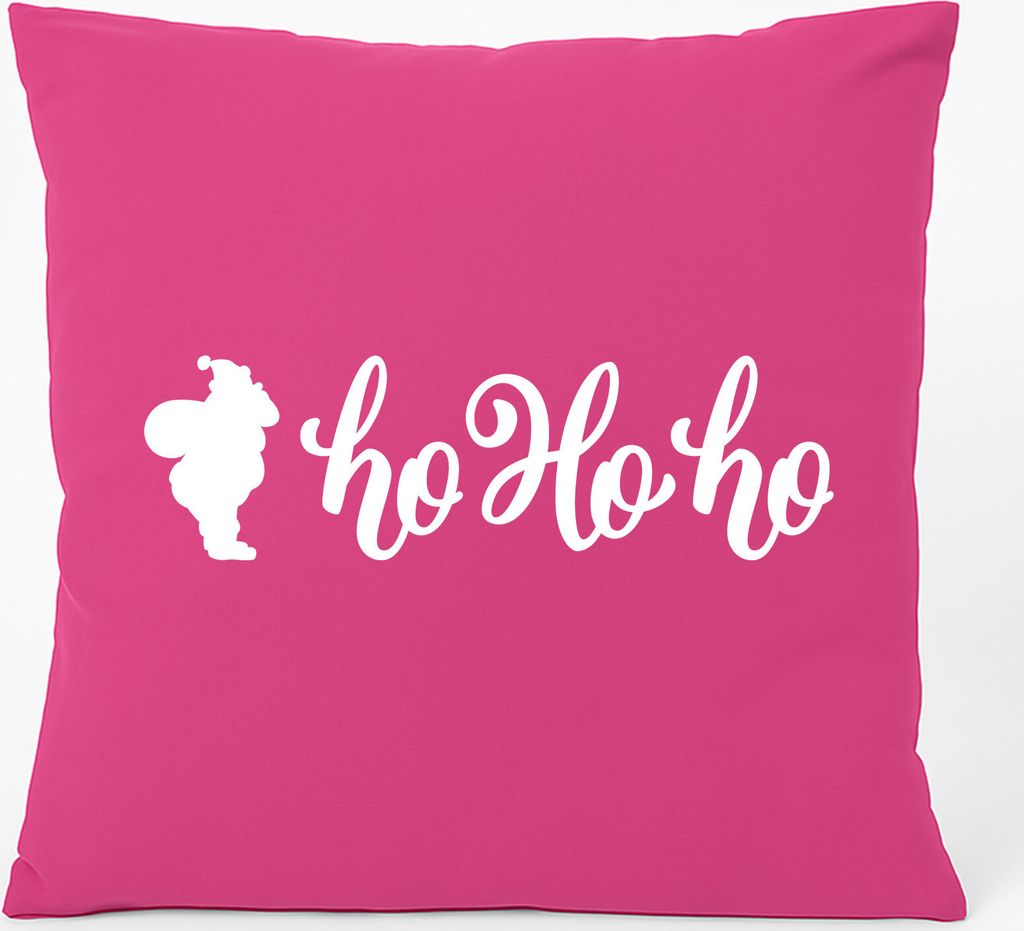 Huuraa Kissen Santa Claus Ho Ho Ho 40x40cm mit Füllung Fuchsia Baumwolle Dekokissen Geschenkidee